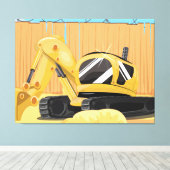 Bagger auf einem Gebäude Leinwanddruck (Insitu (Holzboden))