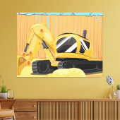 Bagger auf einem Gebäude Leinwanddruck (Insitu (Wohnzimmer))