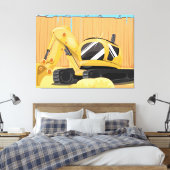 Bagger auf einem Gebäude Leinwanddruck (Insitu (Schlafzimmer))