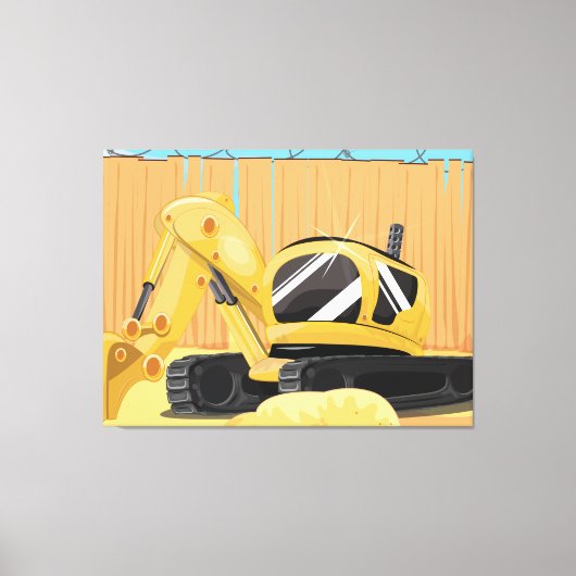 Bagger auf einem Gebäude Leinwanddruck (Vorderseite)