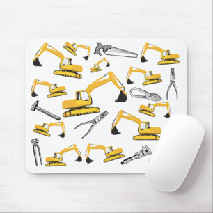 Bagger Bau Trucks und Werkzeuge Muster Mousepad