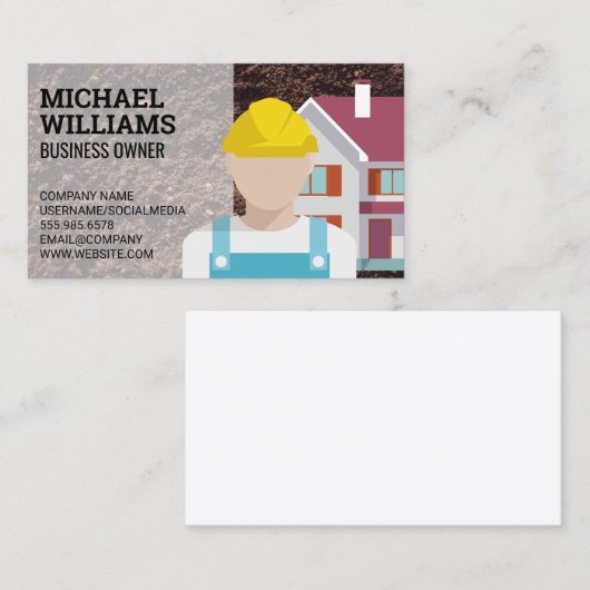 Bagger | Bauarbeiter Visitenkarte (Vorne/Hinten)