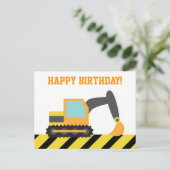 Bagger, Baufahrzeug, Happy Birthday Postkarte (Stehend Vorderseite)