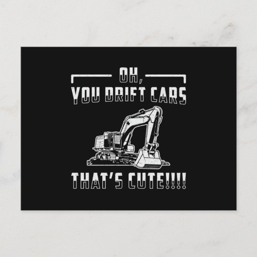Bagger Drift Cars Niedlich Dig Construction Worker Postkarte (Vorderseite)