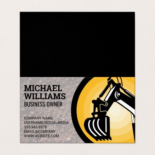 Bagger | Earth Mover Logo Visitenkarten (Außenseite Aufgefaltet)