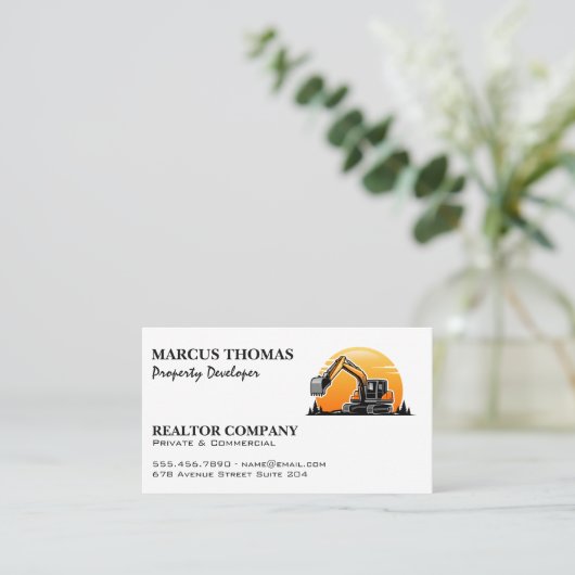 Bagger | Entwicklung von Immobilien Terminkarte (Stehend Vorderseite)