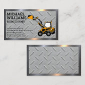 Bagger | Erdbewegung | Metallstahl Visitenkarte (Vorne/Hinten)