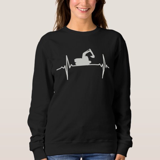 Bagger Herzschlag Kleidung Puls Baustelle S Sweatshirt (Vorderseite)