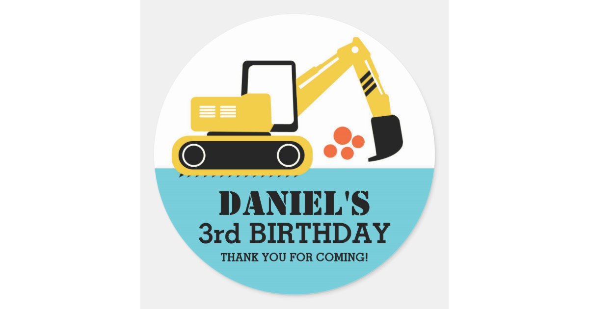 Bagger Kids Builder Geburtstagsparty Sticker | Zazzle.de