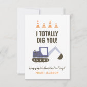 Bagger-Kinderklasse-Valentinstag Mitteilungskarte (Vorderseite)