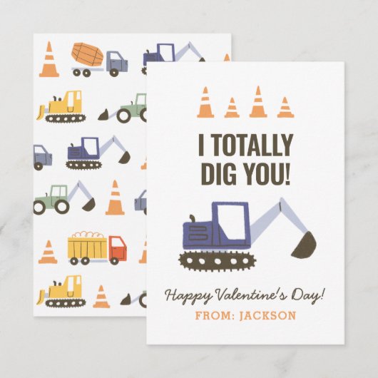 Bagger-Kinderklasse-Valentinstag Mitteilungskarte (Vorne/Hinten)