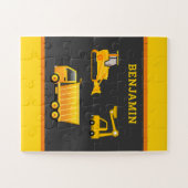 Bagger Muldenkipper Konstruktionsthema Kindername Puzzle (Horizontal)
