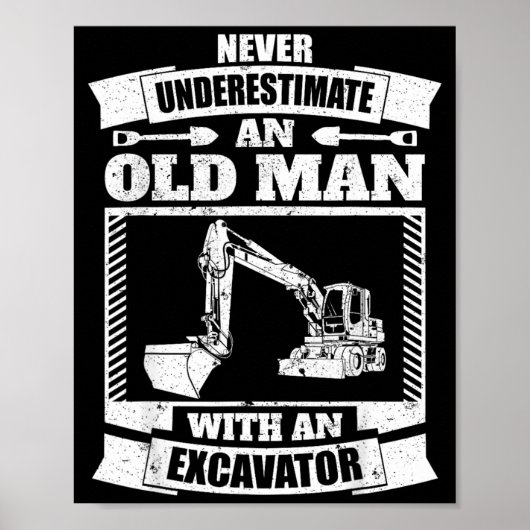 Bagger-Shirt Lustiger Backhoe Poster (Vorne)