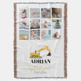 Bagger Truck Baby erstes Jahr Foto Collage Decke