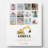 Bagger Truck Baby erstes Jahr Foto Collage Fotoplatte (Vorderseite)