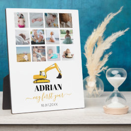 Bagger Truck Baby erstes Jahr Foto Collage Fotoplatte