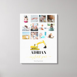 Bagger Truck Baby erstes Jahr Foto Collage Leinwanddruck