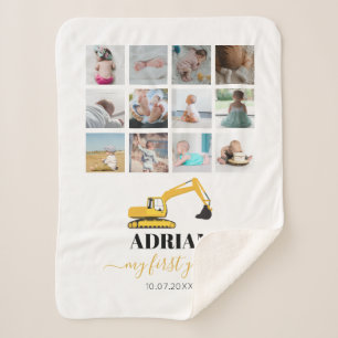 Bagger Truck Baby erstes Jahr Foto Collage Sherpadecke
