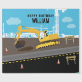 Bagger Truck Bau LKW Standort Geburtstag Geschenkpapier (Flach)