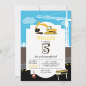 Bagger Truck Bauwagen Geburtstagspartei Einladung (Vorderseite)
