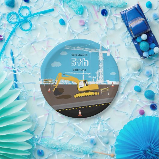 Bagger Truck Bauwagen Geburtstagspartei Pappteller (Party)