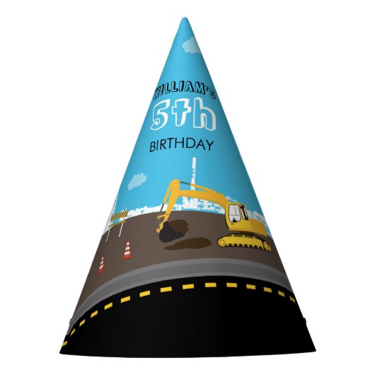 Bagger Truck Bauwagen Geburtstagspartei Partyhütchen (Vorderseite)