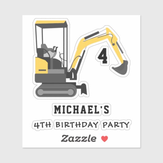 Baggerbau 4. Geburtstag Giveaway Aufkleber (Blatt)