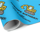 Baggerbau Fahrzeug Kind Geburtstag Geschenkpapier (Rolleneckpunkt)