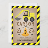 Baggerbau Geburtstag Magneteinladung (Vorderseite)