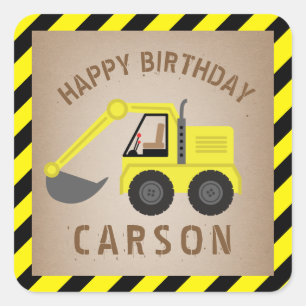 Baggerbau Geburtstag Quadratischer Aufkleber