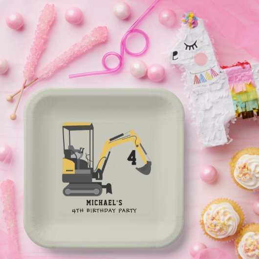 Baggerbauer jeden Geburtstag Pappteller (Party)