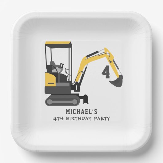 Baggerbauer jeden Geburtstag Pappteller (Vorderseite)