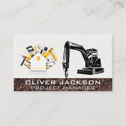 Baggerbaufahrzeug | Bohrer | Hardware Visitenkarte (Vorderseite)
