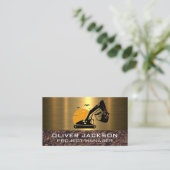 Baggerbaufahrzeug | Dirt | Metall Visitenkarte (Stehend Vorderseite)