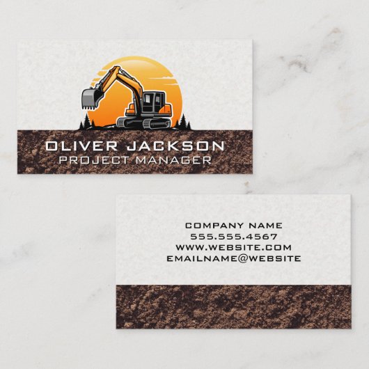 Baggerbaufahrzeug Visitenkarte (Vorne/Hinten)