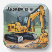 Baggerbaugerät-Digger Geburtstag Pappteller (Vorderseite)