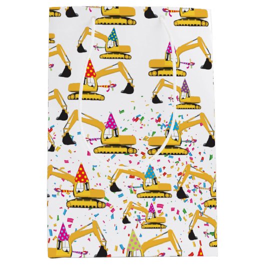 Baggerbaumuster für LKW-Party Mittlere Geschenktüte (Vorderseite)