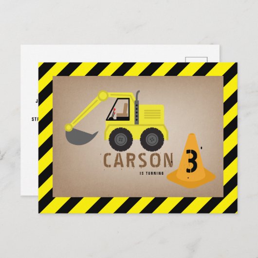 Baggerbauthema Geburtstag Postkarte (Vorne/Hinten)