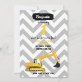 Baggerbauwagen - Einladung zum Geburtstag (Vorderseite)