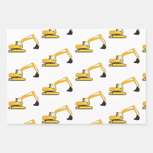 Baggerbauwagen Geschenkpapier Set (Vorderseite 3)