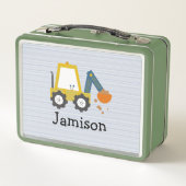 Baggerbauwagen gestreift metall brotdose (Rückseite)