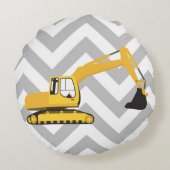 Baggerbauwagen Rundes Kissen (Rückseite)