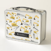 Baggerbauwagen und -werkzeuge Name Metall Brotdose (Rückseite)