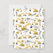 Baggerbauwagen Werkzeuge für Kinder Mitteilungskarte (Rückseite)