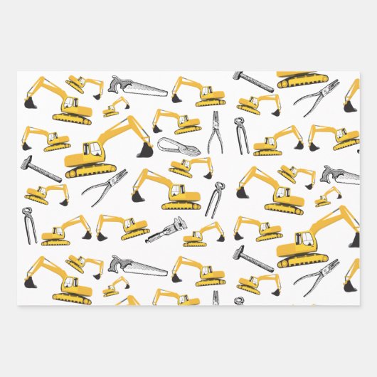 Baggerbauweise Geschenkpapier Set (Vorderseite)