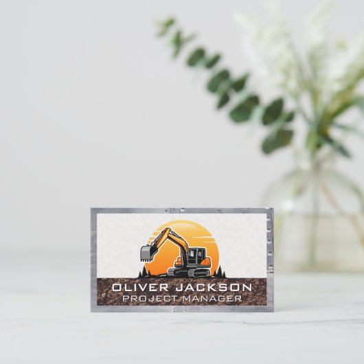 Baggerfahrzeug | Gebäude Developer Visitenkarte (Stehend Vorderseite)