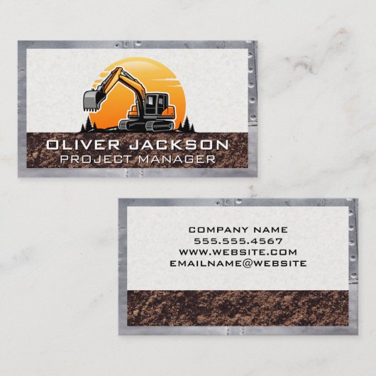 Baggerfahrzeug | Gebäude Developer Visitenkarte (Vorne/Hinten)