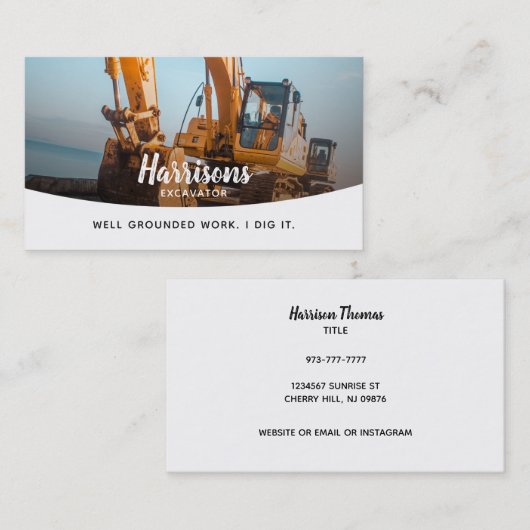 Baggerkarten Visitenkarte (Vorne/Hinten)