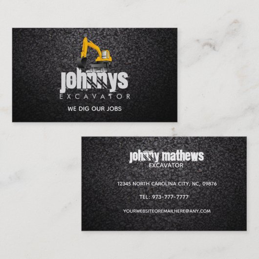 Baggerkarten Visitenkarte (Vorne/Hinten)