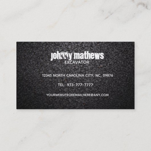 Baggerkarten Visitenkarte (Rückseite)